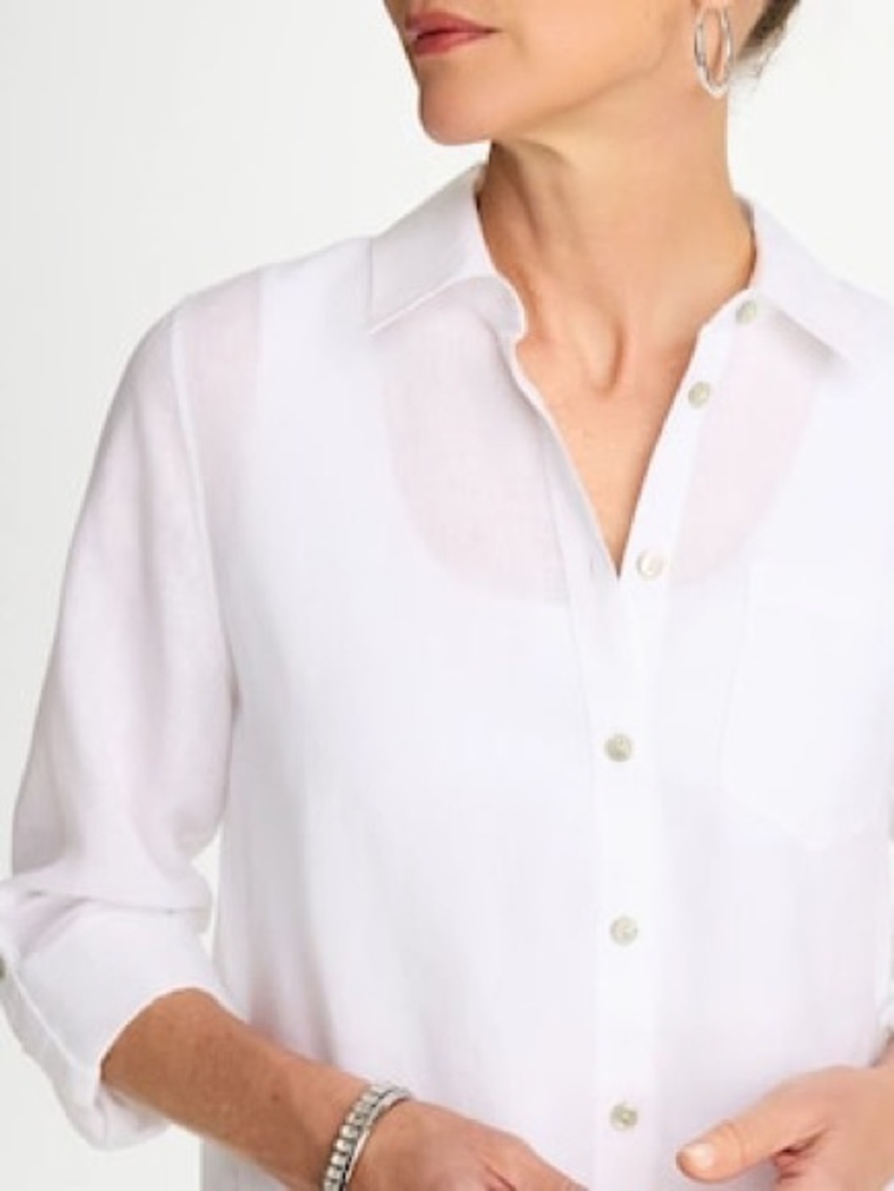 🌺Chico’s Linen White Button-Front Tunic Shirt-NWOT - Picture 3 of 8